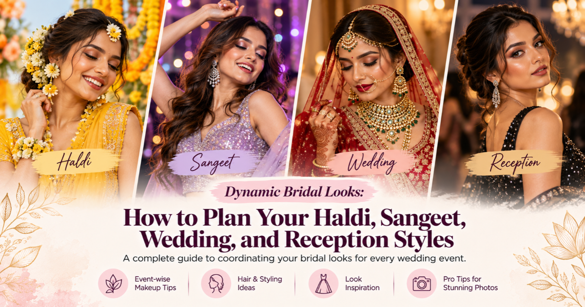 Dynamic Bridal Looks: How to Plan Your Haldi, Sangeet, Wedding, and Reception Styles — Bridal Guides on Glammery